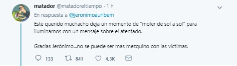  - “Gracias Jerónimo, no se puede ser más mezquino con las víctimas”: el rechazo al hijo de Uribe