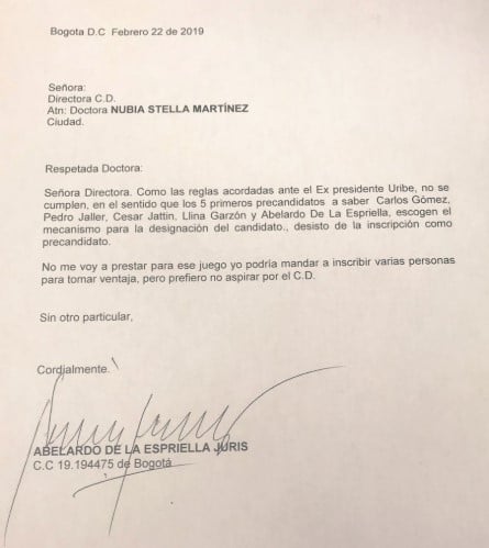  - Zancadilla del CD a Abelardo de la Espriella papá, para la gobernación de Córdoba