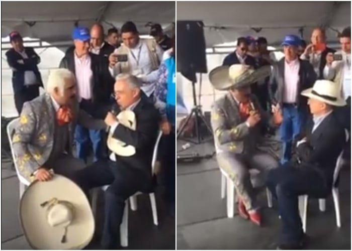 VIDEO: Vicente Fernández le vuelve a cantar a Álvaro Uribe