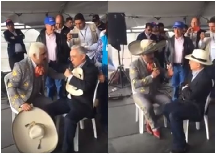 VIDEO: Vicente Fernández le vuelve a cantar a Álvaro Uribe
