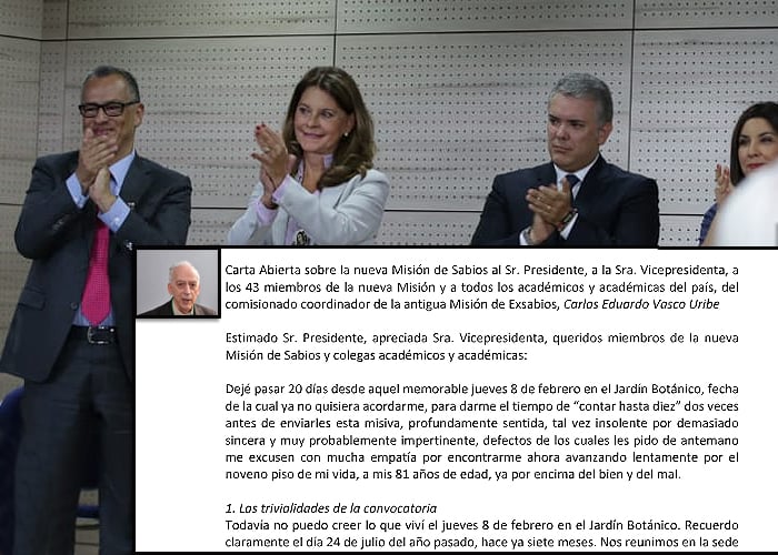 Dura crítica de Carlos Vasco contra la Misión de Sabios