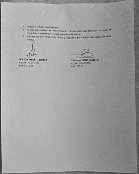  - Dictamen médico de Jesús Santrich