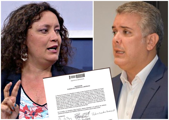 Protesta con brazos caídos de 12 senadores a Duque