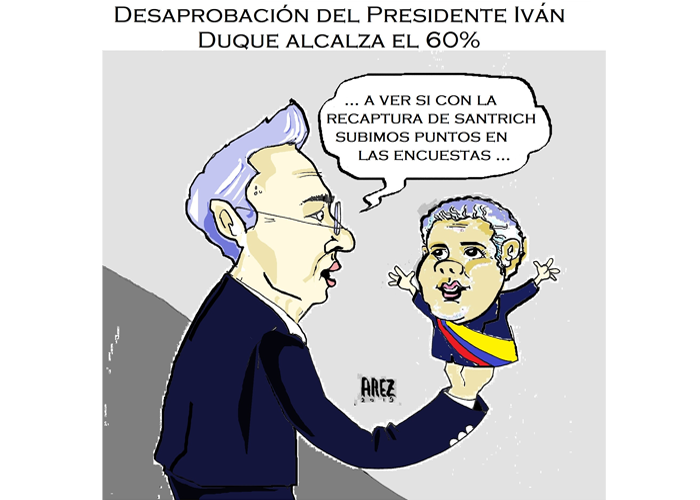 Caricatura: ¿Captura de Santrich, un empujón al presidente?