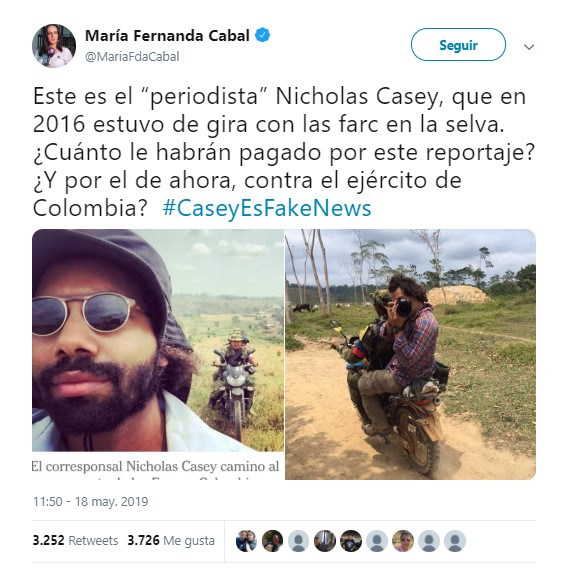  - Los señalamientos de Cabal contra periodista del NY Times escalaron