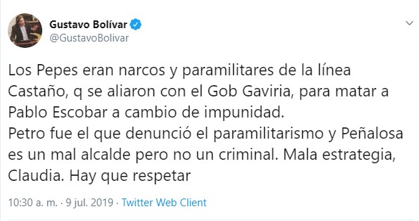 - La indignación que causó Claudia López por llamar Pepes a Peñalosa y Petro