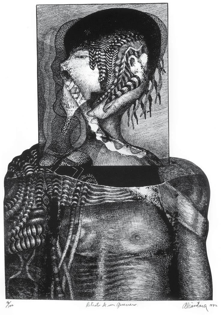 Retrato de un guerrero. 1972. Litografía sobre plancha de aluminio. 70x50 cm