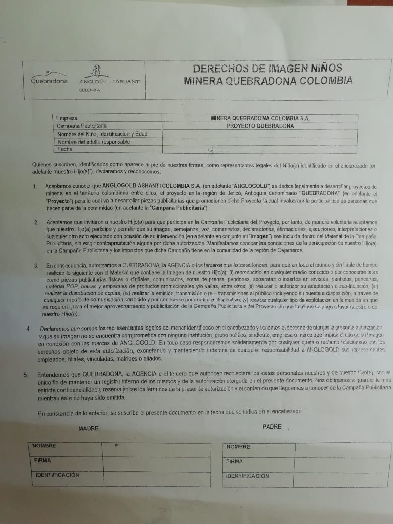  - ¿Y ahora la Anglogold Ashanti quiere utilizar a los niños jericoanos para su publicidad?