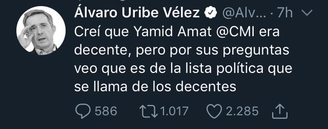  - Hasta Yamid Amat es petrista para Uribe