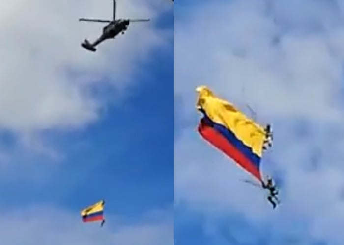 [VIDEO] Impactante caída de dos militares desde helicóptero en Medellín
