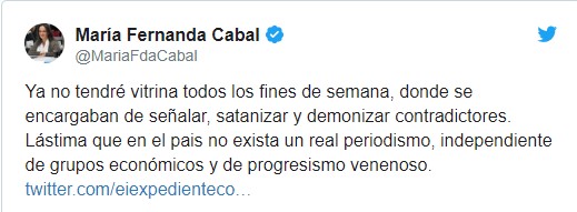  - La alegría de Maria Fernanda Cabal por el cierre de Noticias Uno