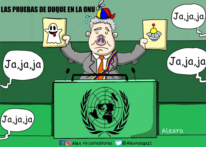 Caricatura: Las pruebas de Duque en la ONU