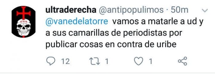  - "A los antiuribistas hay que matarlos": Condenado el tuitero que amenazaba periodistas