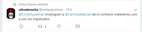  - "A los antiuribistas hay que matarlos": Condenado el tuitero que amenazaba periodistas