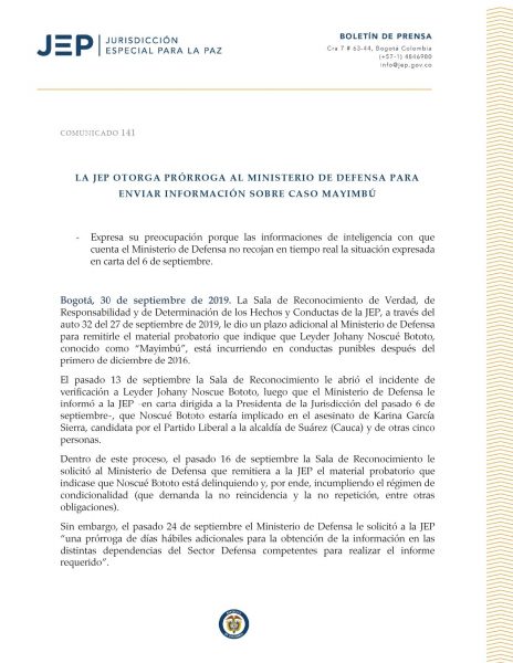  - Sorpresa en la JEP por falta de pruebas de ministro Botero contra Mayimbú