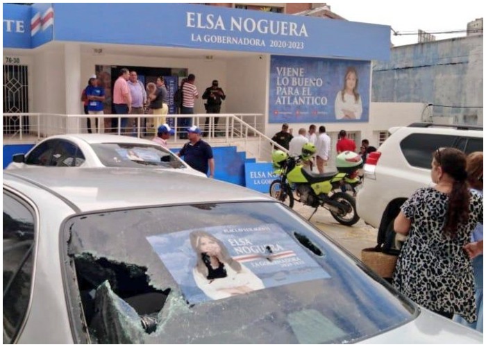 Agresivo ataque de encapuchados a la sede de Elsa Noguera