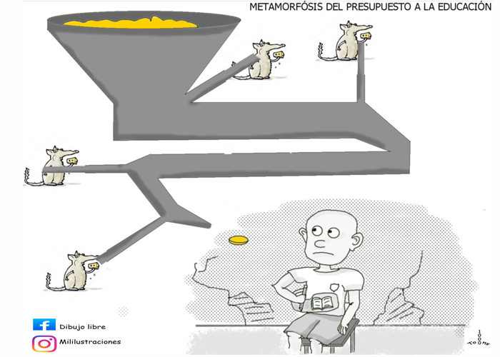 Caricatura: La metamorfosis del presupuesto de la educación