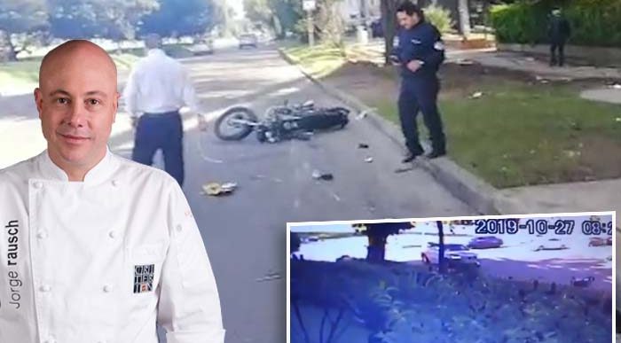  - Video. Esposa del chef Jorge Rausch atropella a un motociclista y huye