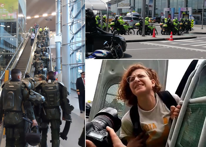 Video. Protesta pacífica en el Aeropuerto El Dorado terminó con Esmad y Policía