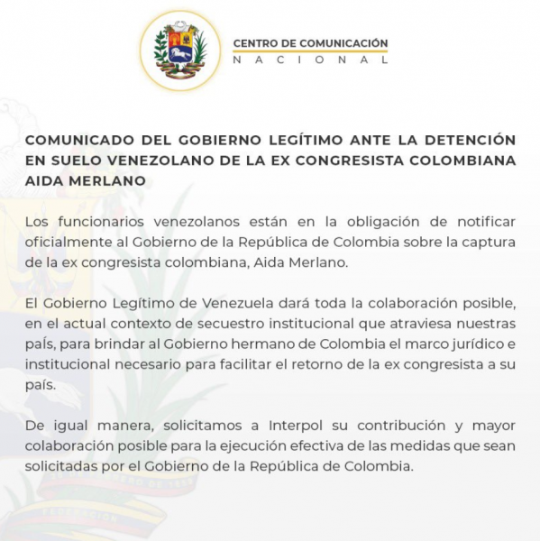 Juan Guaidó responde a la petición del Gobierno Duque sobre la extradición de Merlano