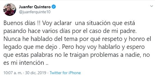  - Juanfer Quintero le pide cuentas al nuevo comandante del ejército por la desaparición de su padre
