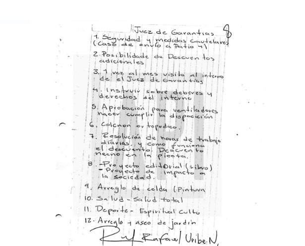  - 12 exigencias de Rafael Uribe Noguera al juez que lo condenó