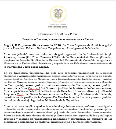  - La catapultada de Francisco Barbosa a la Fiscalía