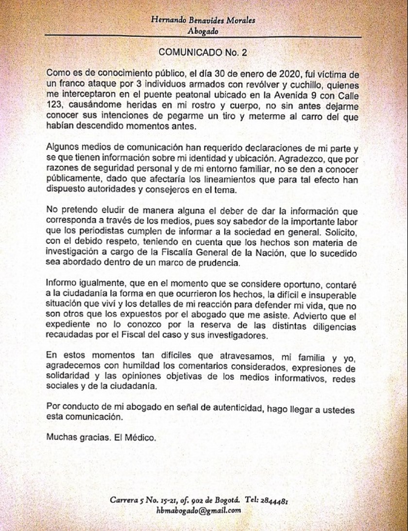 La carta del médico que mató a 3 ladrones en Bogotá - -- Las2orillas - La carta del médico que mató a 3 ladrones en Bogotá