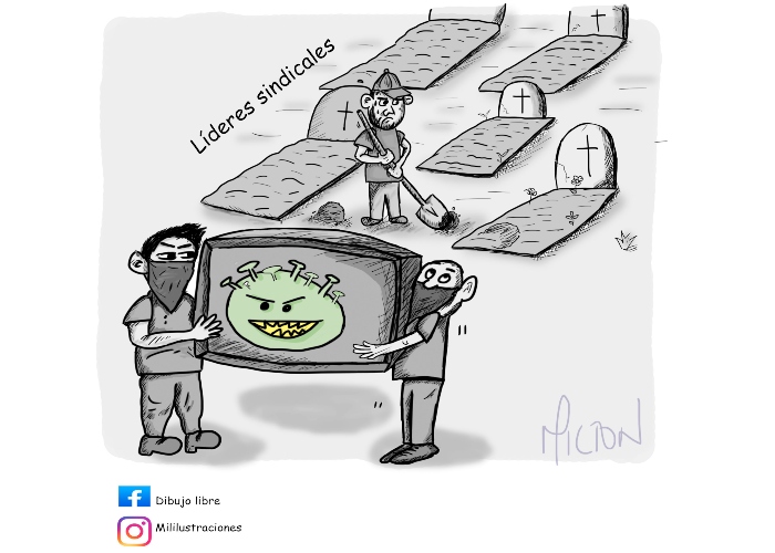 Caricatura: Cortina de virus