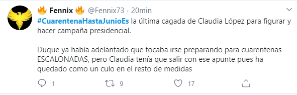  - "Claudia López, la pantallera que está haciendo campaña presidencial con el virus"