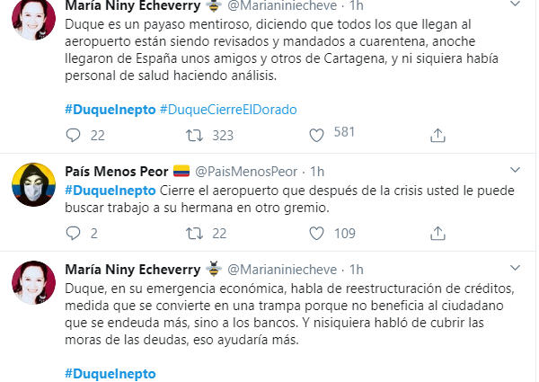  - “Me dan más miedo las medidas del gobierno que el Coronavirus” lluvia de críticas a Duque