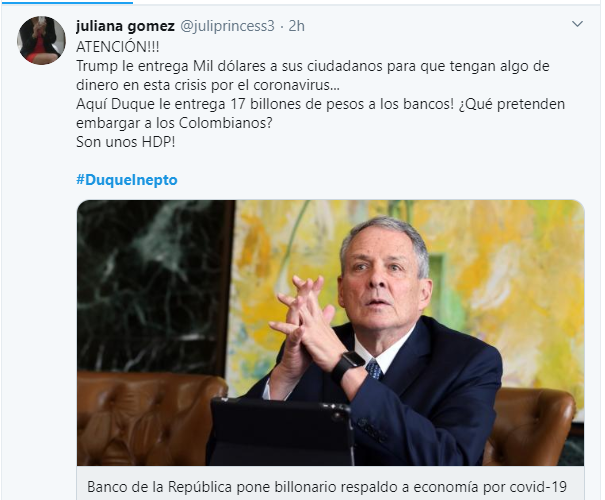  - “Me dan más miedo las medidas del gobierno que el Coronavirus” lluvia de críticas a Duque