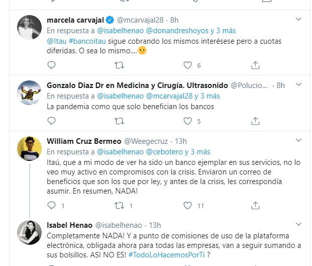  - "Le pagué a mis empleados anticipadamente pero Itaú me cobra comisión de 100 mil pesos"