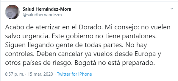  - "Este gobierno no tiene pantalones, no hay controles en el Dorado" La advertencia de Salud Hernandez-Mora
