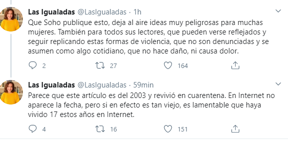  - El texto de Soho que "se burla de las violaciones"