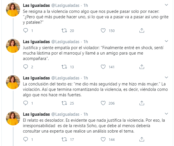  - El texto de Soho que "se burla de las violaciones"