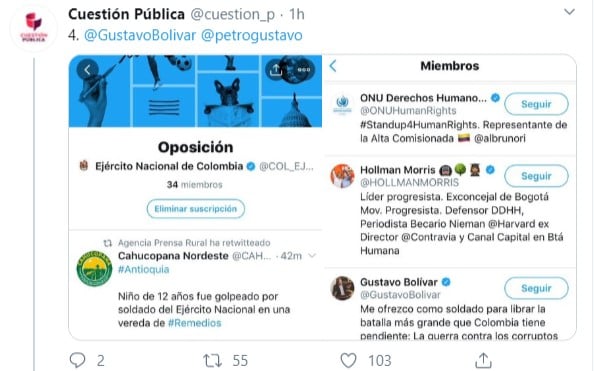 - La lista negra del Ejército en Twitter