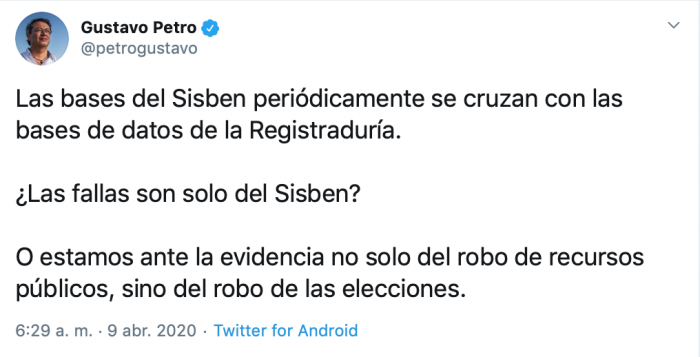  - No solo se roban los recursos públicos, también las elecciones: Petro