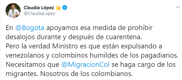  - "Claudia, ¿usted está proponiendo que expulsen a los venezolanos del país?"
