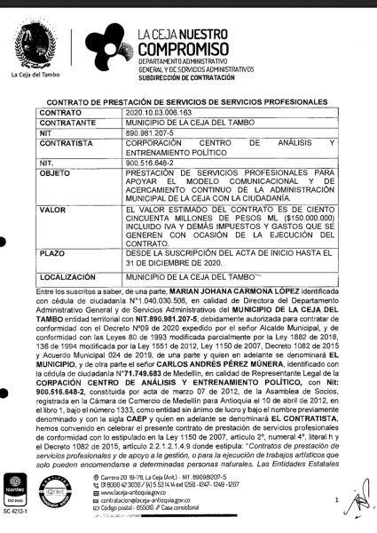  - El polémico contrato de 0 millones de la alcaldía de La Ceja, Antioquia
