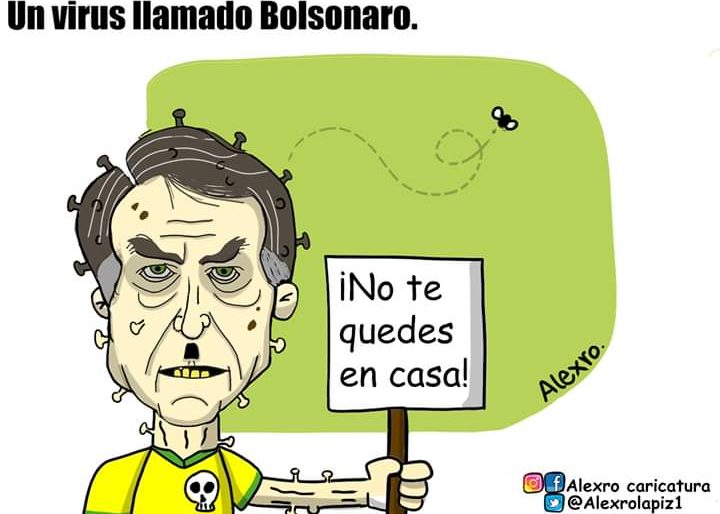 Caricatura: "Un virus llamado Bolsonaro" - Las2orillas