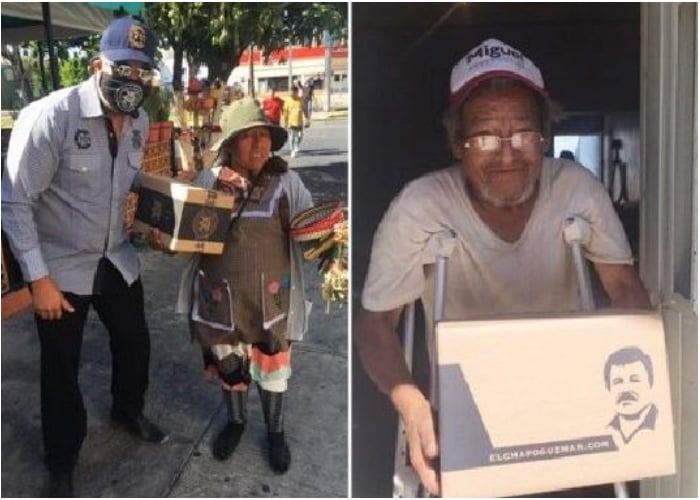 La hija del 'Chapo' Guzmán entrega víveres y mascarillas con la imagen de su padre