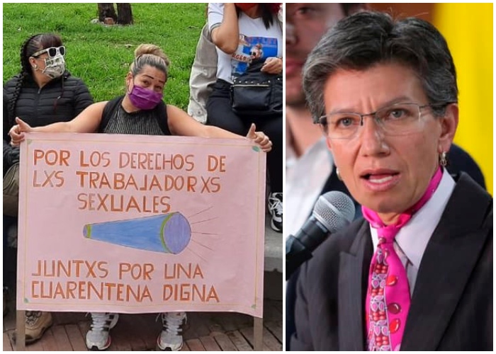 Trabajadoras sexuales arman plantón en la casa de Claudia López
