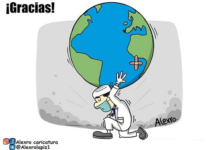 Caricatura: A todos los profesionales de salud, gracias