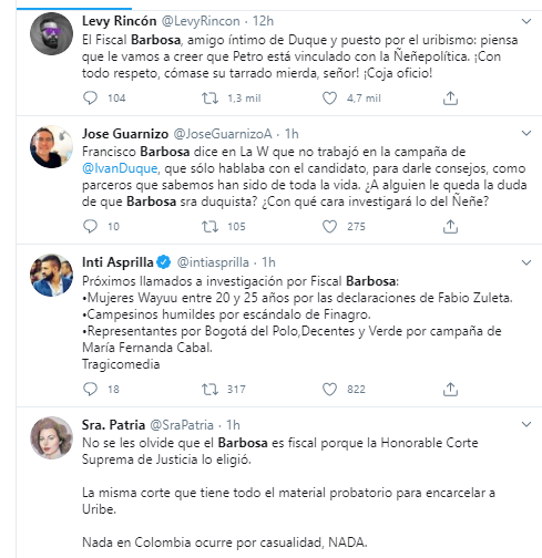  - "Iván Duque es mi gran amigo desde hace 25 años" Fiscal Barbosa