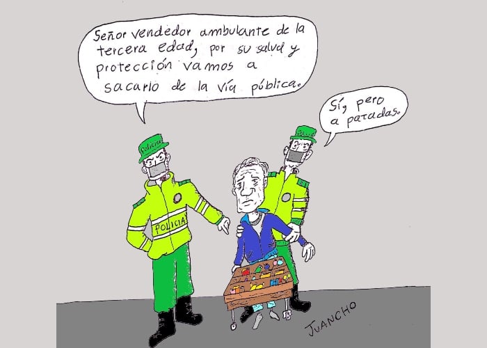 Caricatura: Brutalidad policial en tiempos de cuarentena