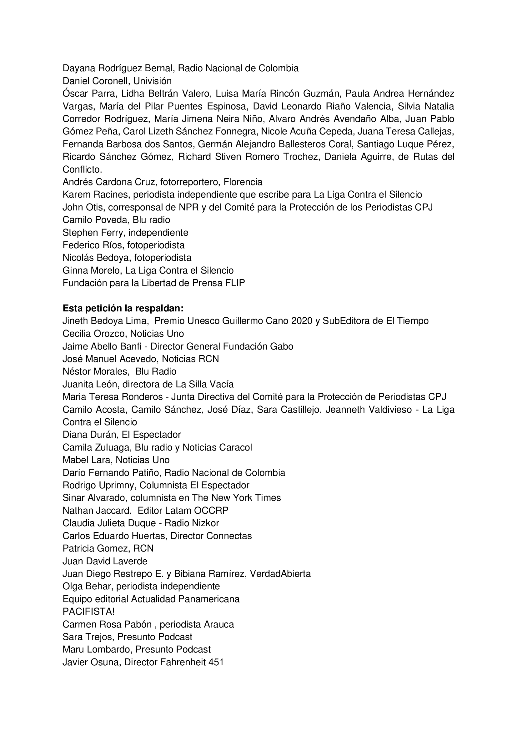  - Los 34 periodistas chuzados por el Ejército piden respuestas