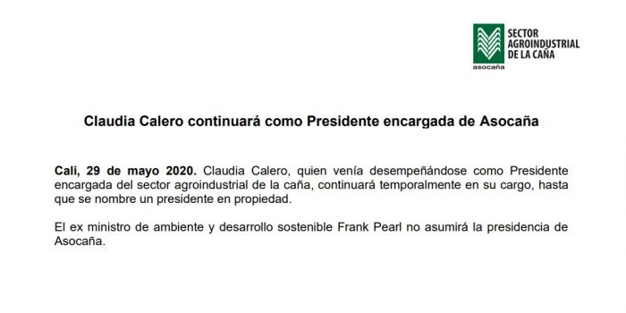  - Uribistas de Asocaña bloquean llegada de Frank Pearl a la presidencia del gremio