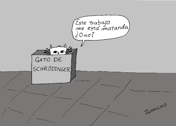 Caricatura: El gato de Schrödinger