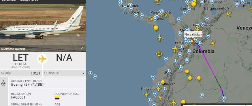  - Duque cede el avión presidencial para enviar ayuda a Leticia